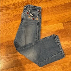 Zara Denim with Floral Embroidery